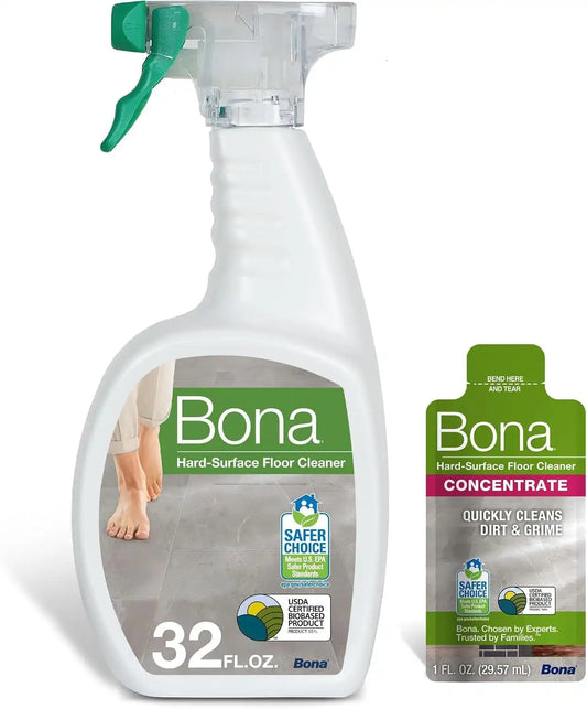 Bona® Multi-Surface Floor Cleaner Spray - 32 fl oz - Unscented - Includes Filled Bottle + Concentrate Refill for Multi-Surface Floor Cleaning