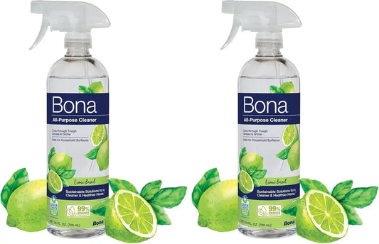 Bona All-Purpose Cleaner - Lime Basil Scent - 24 fl oz - Household Cleaner Cuts Through Tough Grease & Grime - Safe for Household Surfaces (Pack of 2)