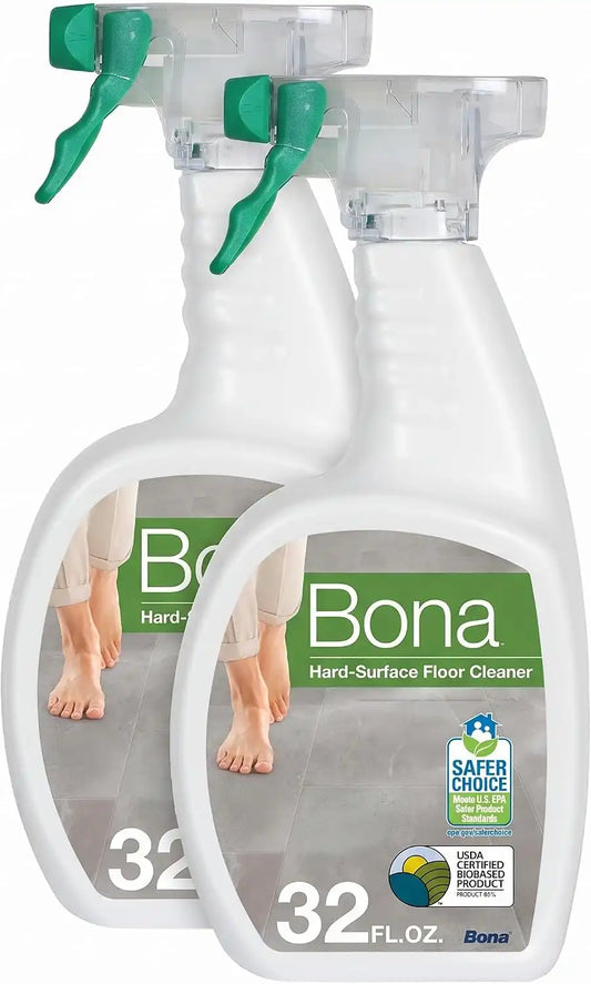 Bona Multi-Surface Floor Cleaner Spray - 32 fl oz - Unscented - Refillable - Residue-Free Floor Cleaning Solution for Stone, Tile, Laminate, and Vinyl Floors (Pack of 2)