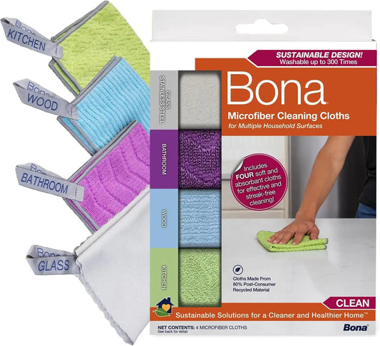 Bona® Microfiber Cleaning Cloths Multipack, 4 Count (Pack of 12)
