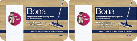 Bona Hardwood Floor Disposable Wet Cleaning Pads - unscented - Use Mops - Residue-Free Floor Cleaning Solution for Wood Floors 12 Count (Pack of 2)