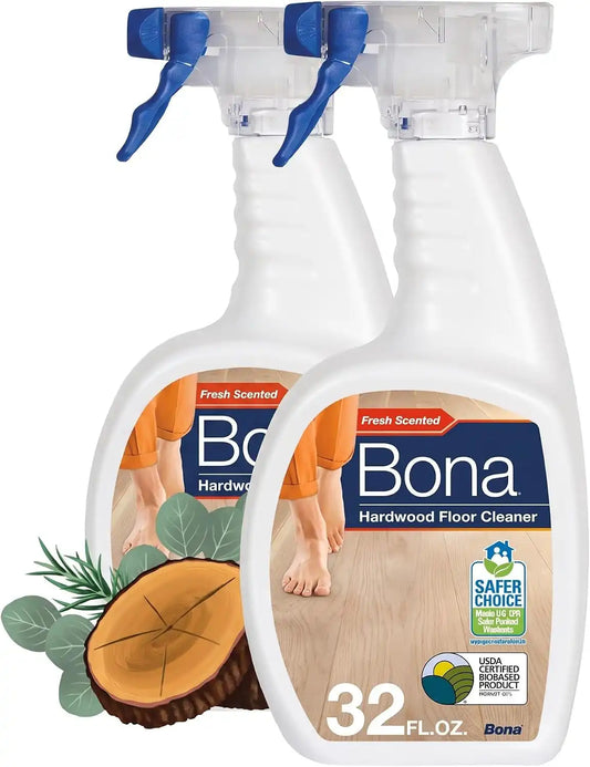 Bona Hardwood Floor Cleaner Spray - 32 fl oz - Cedar Wood Scent - Refillable - Residue-Free Floor Cleaning Solution for Wood Floors (Pack of 2)