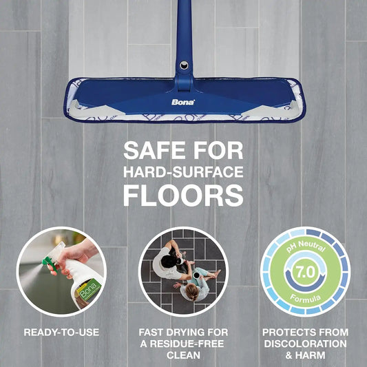 Bona Multi-Surface Floor Cleaner Spray - 32 fl oz - Lemon Mint Scent - Refillable - Residue-Free Floor Cleaning Solution for Stone, Tile, Laminate, and Vinyl Floors (Pack of 2)