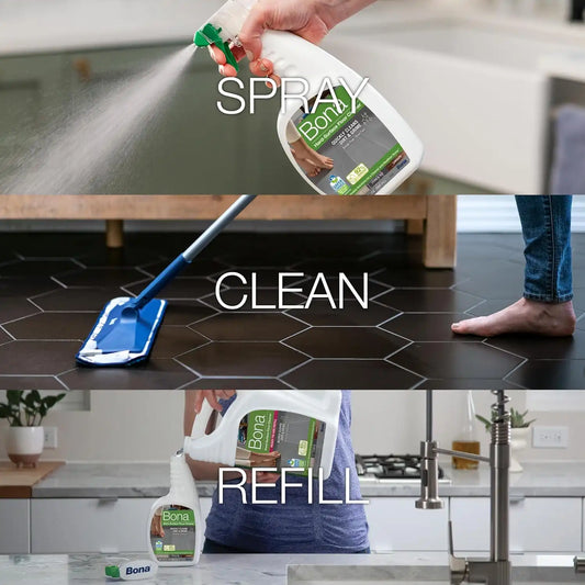 Bona Multi-Surface Floor Cleaner Spray - 32 fl oz - Unscented - Refillable - Residue-Free Floor Cleaning Solution for Stone, Tile, Laminate, and Vinyl Floors (Pack of 2)